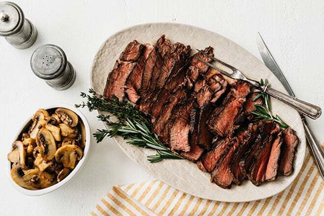 Grilled Top Sirloin Steak with Garlic Butter Mushrooms